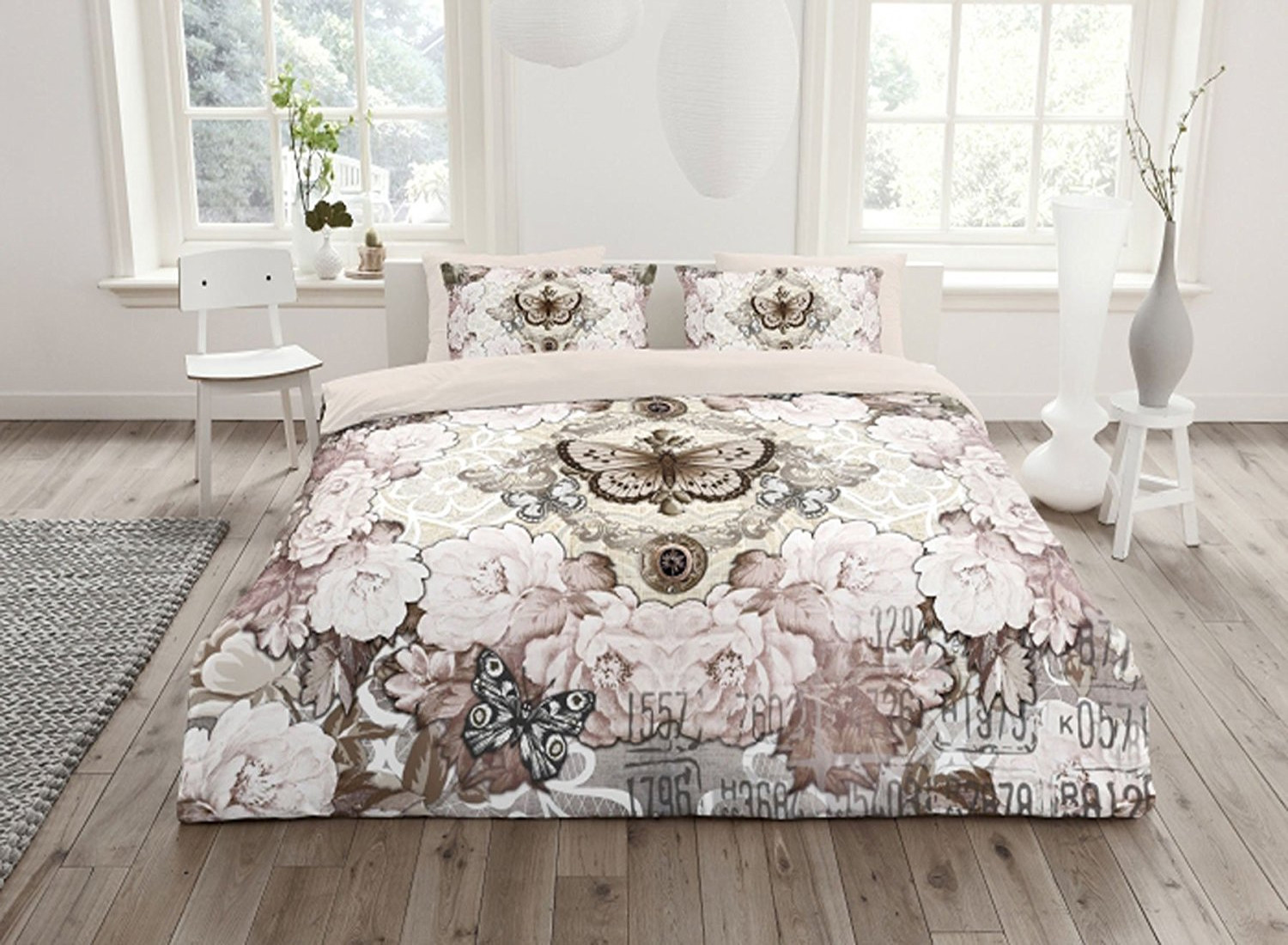 Suela Baumwolle Satin Bettwäsche Monique 155 x 220 + 80x80 cm in bunt