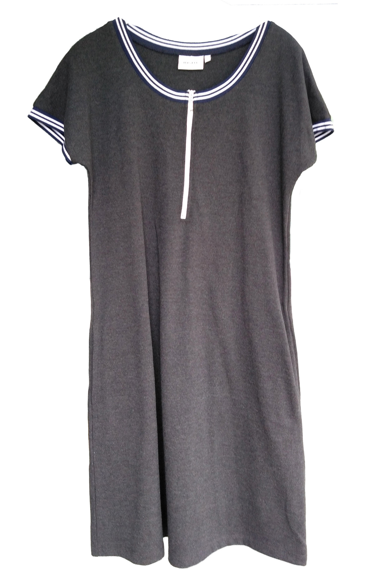 Ringella Damen Nachthemd Hauskleid Kurzarm Anthrazit Gr. 38 Baumwolle Mustera