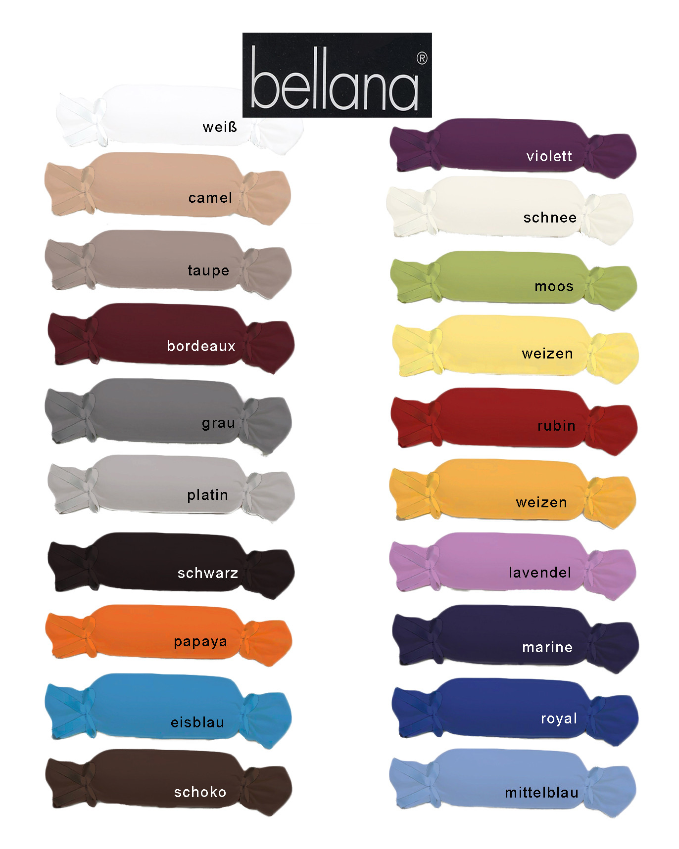 Bellana Mako Jersey Nackenrollenbezug 15x40 cm 20 Farben