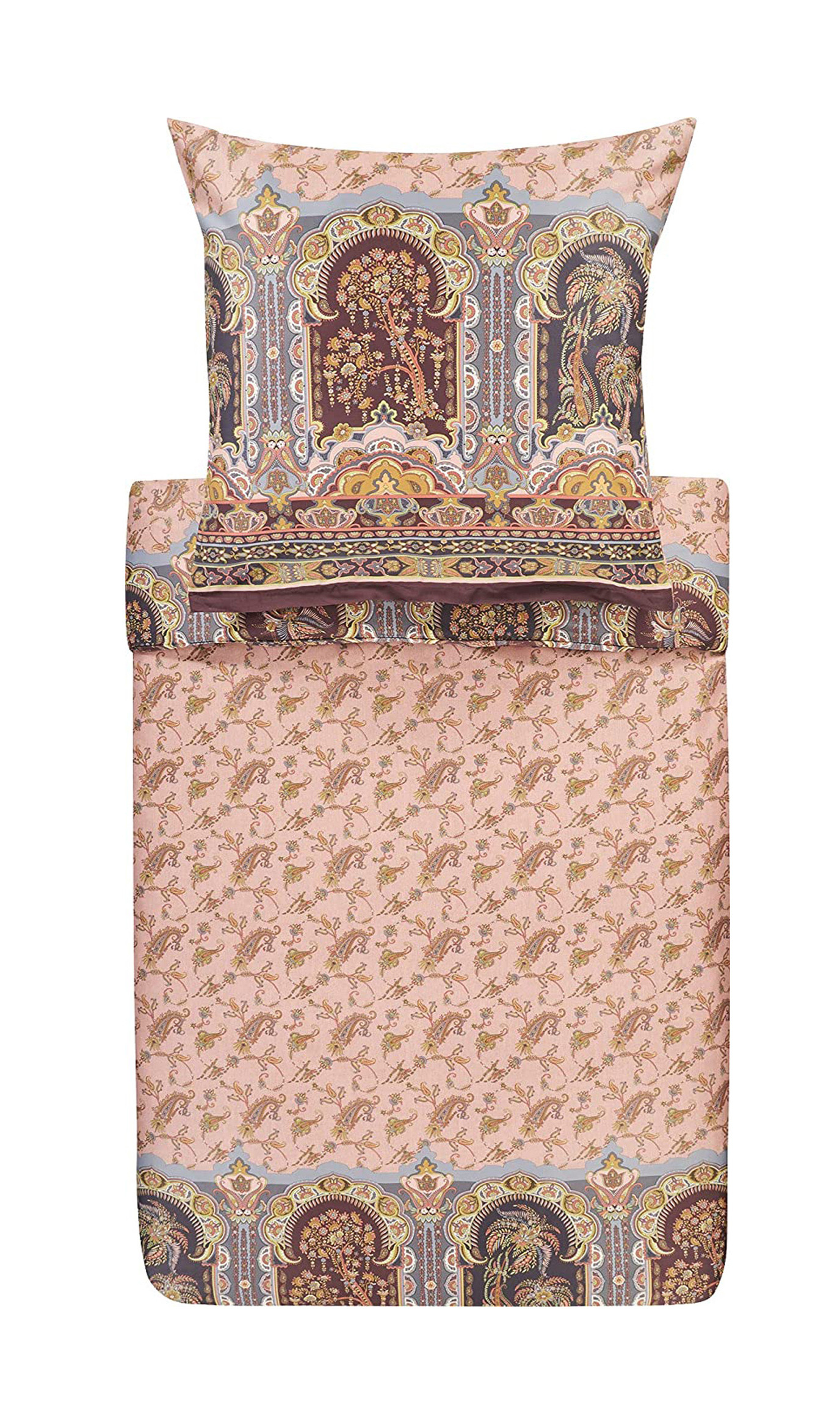 Bassetti Mako Satin Bettwäsche Normanni Rosenholz-155x220 + 80x80 cm