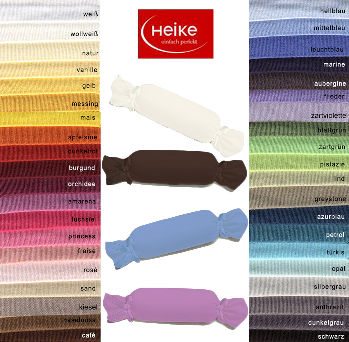 Heike Mako Interlock Jersey Nackenrollenbezug 15x40 cm in 35 Farben