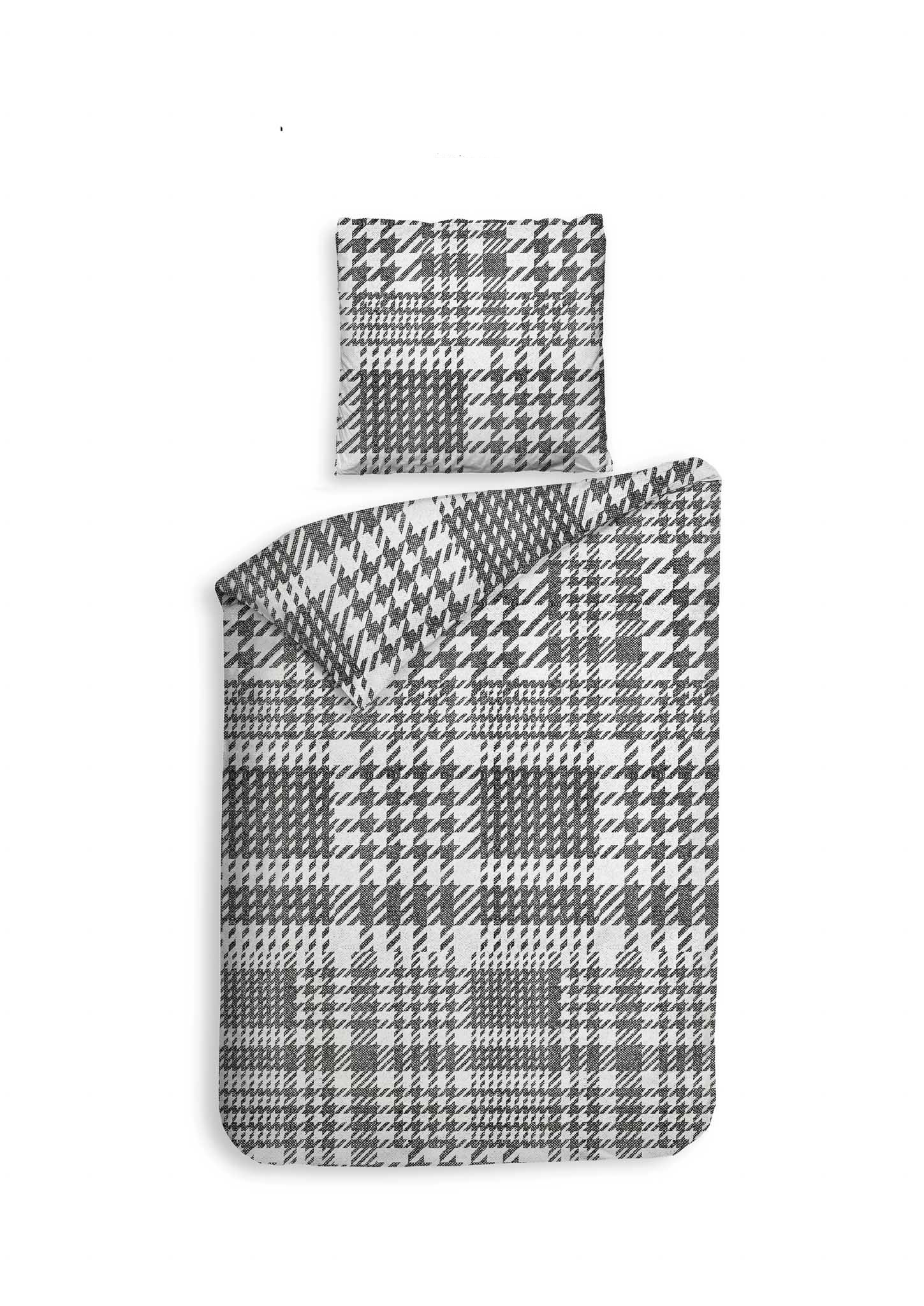 HnL Flanell Bettwäsche Rex Karo Pepita 135x200 oder 155x220 in Grau