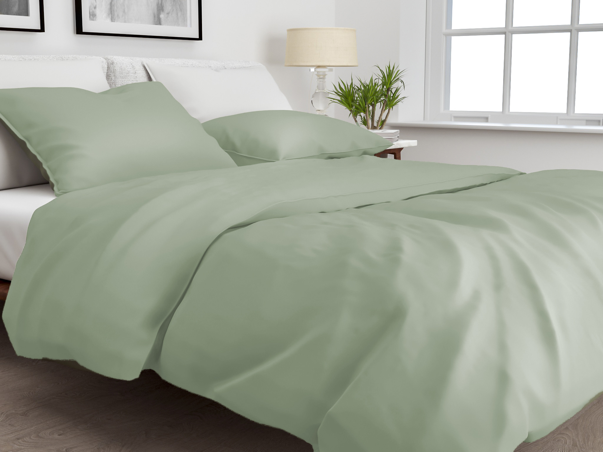 ZoHome Baumwolle Satin Bettwäsche Satinado 135x200 oder 155x220 cm Foam Green