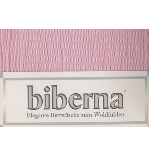 Biberna Seersucker Spannbettlaken  90- 00 x 190-200 cm in Rosa