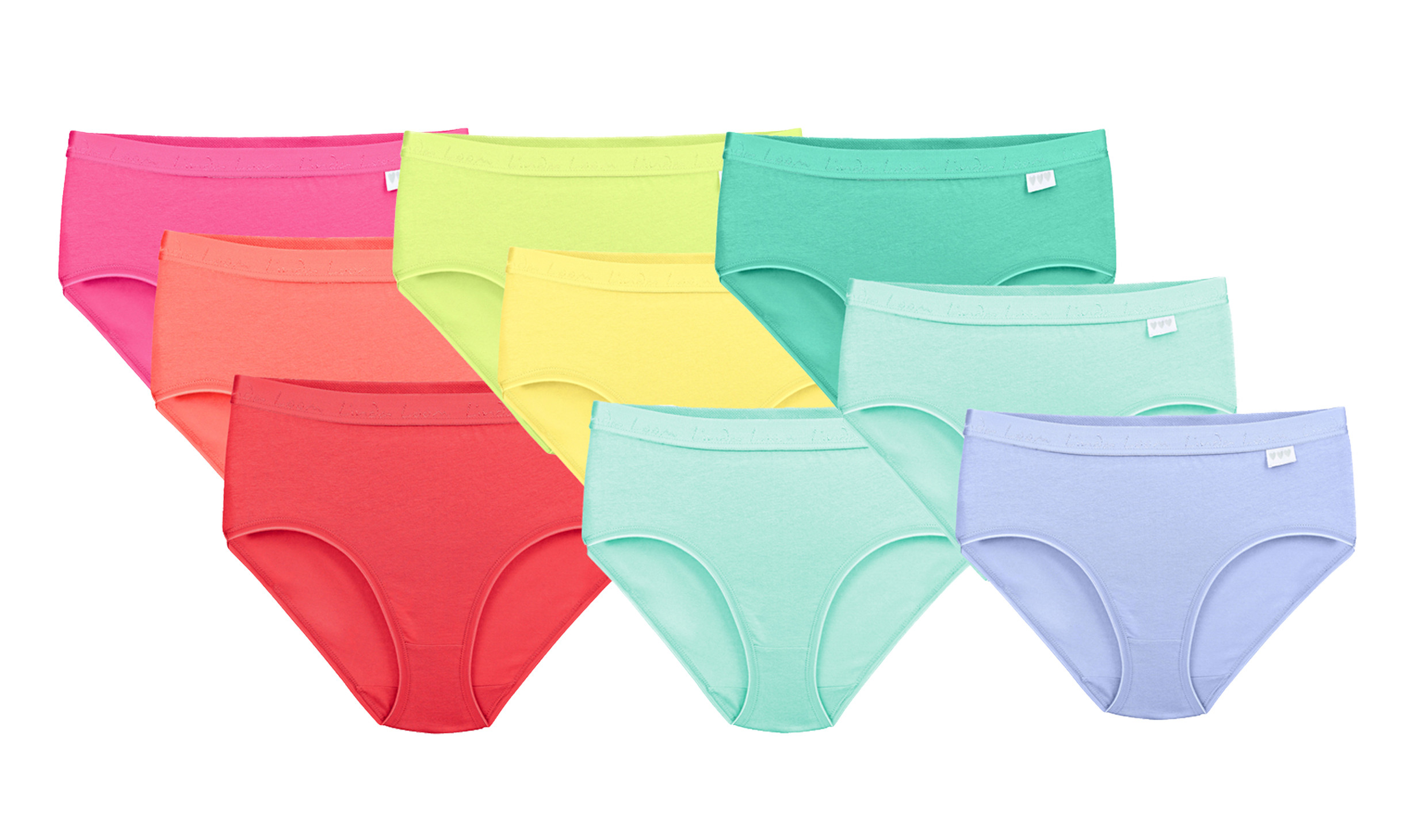 Linda Loom Damen 3-er Set Hüft Slip Bunt Uni Baumwolle Elasthan S M L XL