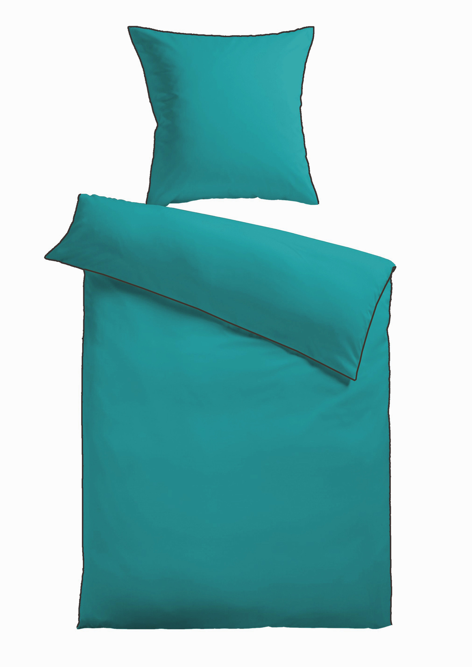 Kinzler Baumwolle Satin Bettwäsche Uni Türkis135x200 + 80x80 cm  