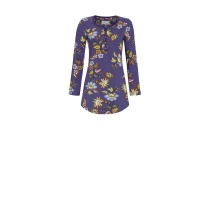 Ringella Bloomy Damen Longshirt Knopfleiste Langarm Baumwolle in Fjord Blau