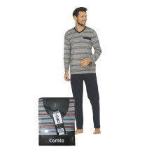 Comte Herren Schlafanzug Langarm Pyjama in Anthrazit Marine 56 58 XL XXL