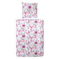 Primera Seersucker Bettwäsche in Rosen Blumen Rosa 155x220 80x80 cm