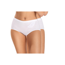 Comtessa Damen 2-er Set Taillen Slip Weiß Uni Spitzenmotiv 100% Baumwolle 