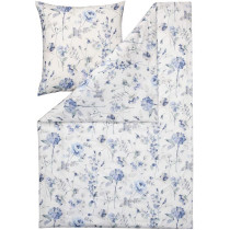 Estella Mako Batist Bettwäsche Fleur in Bleu 135x200 155x220 80x80 40x80 cm