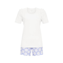 Ringella Damen Shorty Schlafanzug kurz Pyjama 2261320 Weiß Baumwolle Gr. 38 S Muster