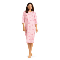 Comtessa Damen Nachthemd Halbarm Knopfleiste Rosa 100% Baumwolle