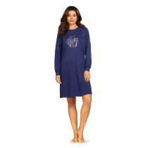 Comtessa Damen Nachthemd Langarm Interlock Jersey Navy100% Baumwolle