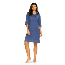 Comtessa Damen Nachthemd Halbarm V-Ausschnitt Navy 100% Baumwolle