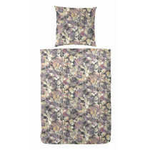 Baumwoll Satin Bettwäsche 155x220 80x80 cm in Sand Violett Graphit