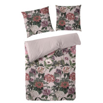 Primera Mako Satin Bettwäsche Blumen135x200 + 80x80 cm in Rosenholz