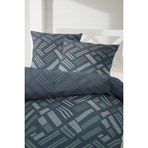 Primera Mako Satin Bettwäsche 135x200 80x80 cm in Anthrazit Bleu