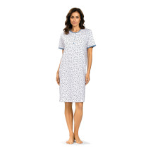 Comtessa Damen Nachthemd Kurzarm Knopfleiste Aqua 100% Baumwolle