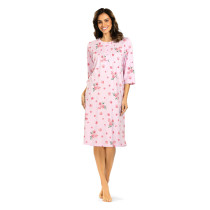 Comtessa Damen Nachtemd 251230 Halbarm Knopfleiste Rosa 100% Baumwolle 