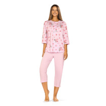 Comtessa Damen Schlafanzug Halbarm 7-8 Hose Rosa 100% Baumwolletessa Damen Schlafanzug Halbarm 7-8 Hose Rosa 100% Baumwolle