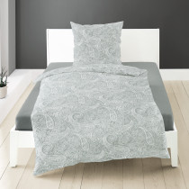 Bierbaum Mako Satin Bettwäsche Baumwolle Silber Grau-155x220 + 80x80 cm