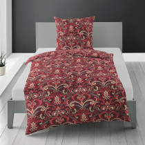 Bierbaum Mako Satin Bettwäsche Baumwolle Granat Rot 135x200 80x80 cm