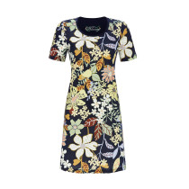 Ringella Bloomy Damen Nachthemd kurzer Arm Dark Navy Baumwolle Modal