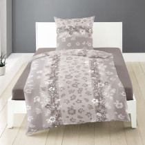 Bierbaum Fein Biber Bettwäsche Baumwolle 135x200+ 80x80 cm Grau Taupe