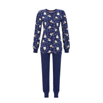 Ringella Damen Schlafanzug 4511219 Dark Denim Langarm Schafe 100% Baumwolle