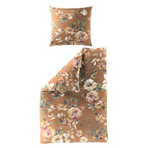 Bierbaum Mako Satin Bettwäsche Blumen Safran 135x200 mit 80x80 cm