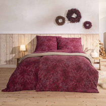 Estella Samt u. Seide Flanell Bettwäsche Paola in Purpur Rot 155x220 + 80x80 cm