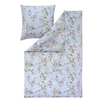Estella Samt u. Seide Flanell Bettwäsche Biella in Wolke Blumen 135x200 + 80x80 cm