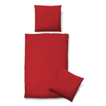 Castell Baumwollsatin Bettwäsche Uni 155 x 220 + 80x80 cm in Rot