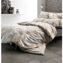 Estella Mako Satin Bettwäsche Simona 155x220 80x80 cm in karamel