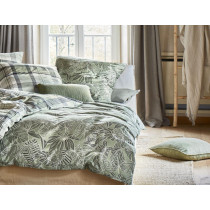 Irisette Soft Seersucker Bettwäsche Easy in Grün Dschungelblätter 135x200+ 80x80 cm