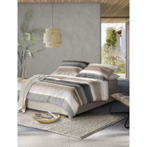 Irisette Mako Satin Bettwäsche in Sand Streifen 135x200+ 80x80 cm