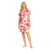 Comtessa Ascafa Damen Nachthemd Kurzarm Knopfleiste Fuchsia 100%  Baumwolle