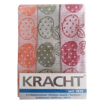 Kracht 3-er Geschirrtuch Halbleinen Äpfel Bunt 50x70 cm
