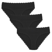 Damen Slips Alessia 100% Baumwolle 3er-Set Schwarz
