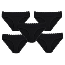 Damen Slips Alessia 100% Baumwolle 5er-Set in XL 46 48 Schwarz