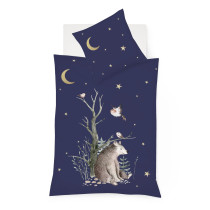 fleuresse Edel-Fein-Biber Bettwäsche Aspen Winter Bär Blau 155x220 + 80x80 cm