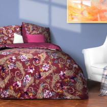 fleuresse Mako Satin Bettwäsche bedarts Bordeaux Rot 135x200 + 80x80 cm