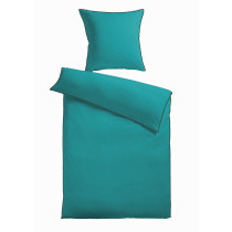 Kinzler Baumwolle Satin Bettwäsche Uni Türkis135x200 + 80x80 cm  