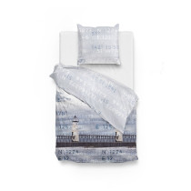 ZoHome Bettwäsche Mako Satin Tanner Leuchtturm 135x200 + 80x80 cm in Blau