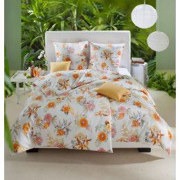 Estella Mako Satin Bettwäsche Garnitur Elanda 155x220 80x80 cm in orange