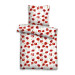 Castell Mohnblumen Baumwoll-Satin Bettwäsche 135x200 + 80x80 cm in Weiß Rot