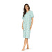 Comtessa Damen Nachthemd kurzer Arm Mint Knopfleiste 100% Baumwolle