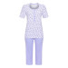 Ringella Damen Schlafanzug 2211216 Ciel kurzer Arm Capri Knopfleiste 100% Baumwolle 