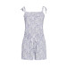 Ringella Damen Shorty Overall kurz Pyjama 2261925 Taubenblau Baumwolle Modal Gr. 38 S Muster
